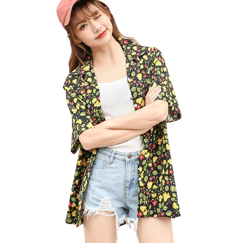 

Vintage Blouse Women Ladies Top Korean Floral Design Shirt Streetwear Female Bluse Summer Clothing Ѭђбака женская 2020